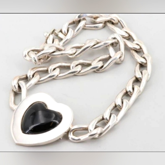Talleres de Los ballesteros 179 g Heavy Heart Sterling Silver Necklace Taxco - Picture 1 of 5